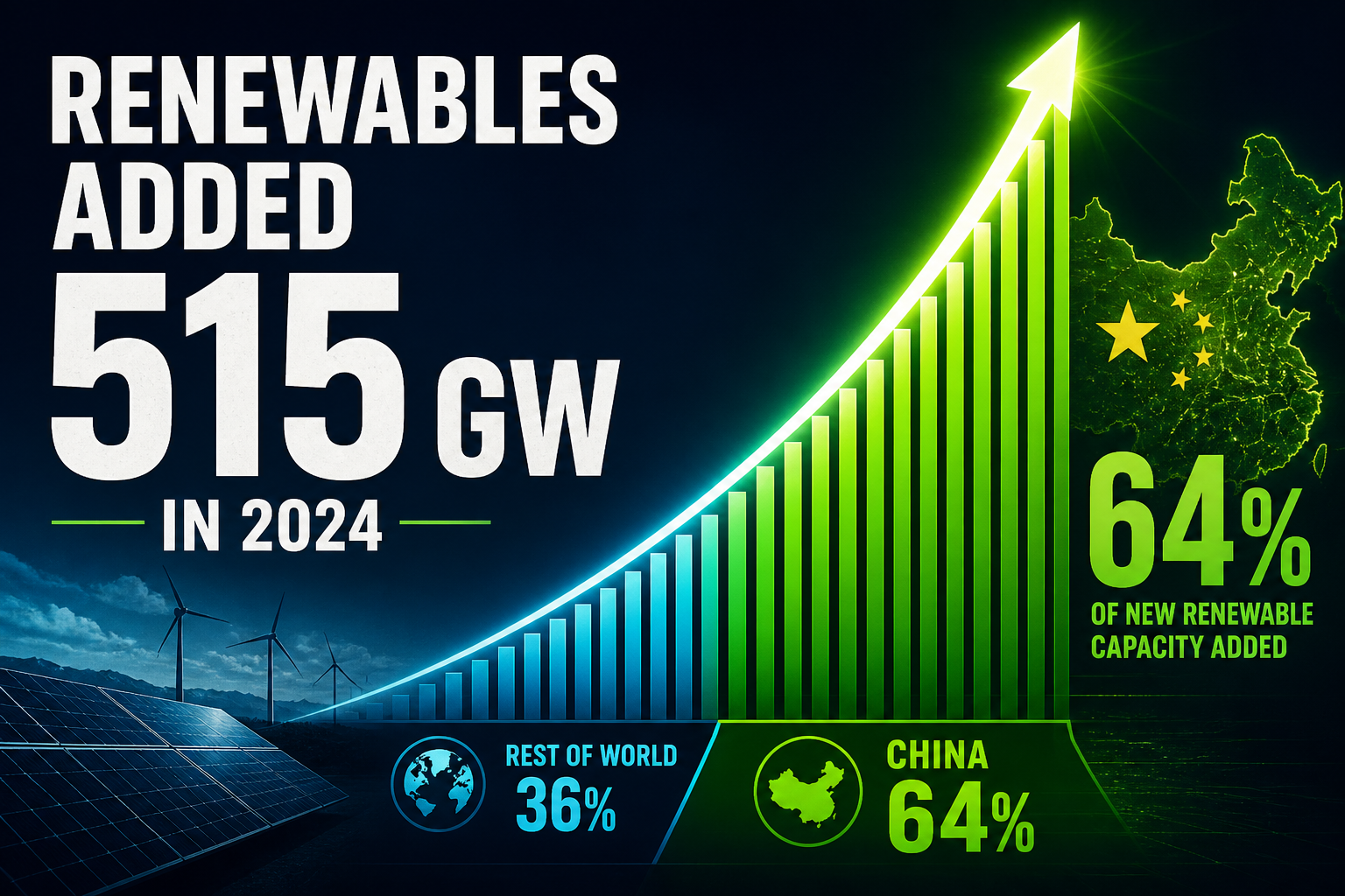 Dark navy visualization of record renewable capacity additions